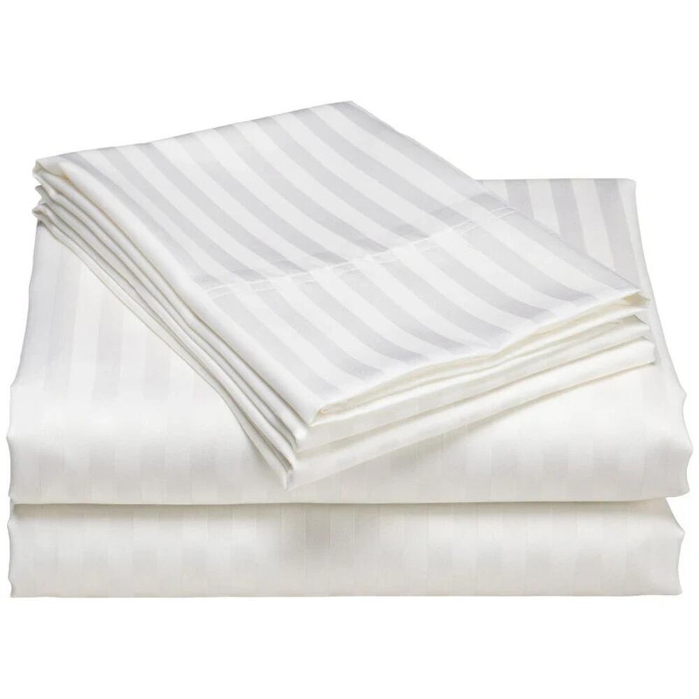 Dobby Stripe Sheets - 4 Piece 1500ct Fine Brushed Microfiber Deep Pocket - Twin